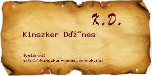 Kinszker Dénes névjegykártya